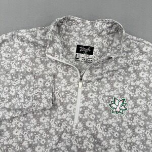 Waggle Mens Masters Inspired Gray/White Floral 1/4 Zip Golf Pullover Size L